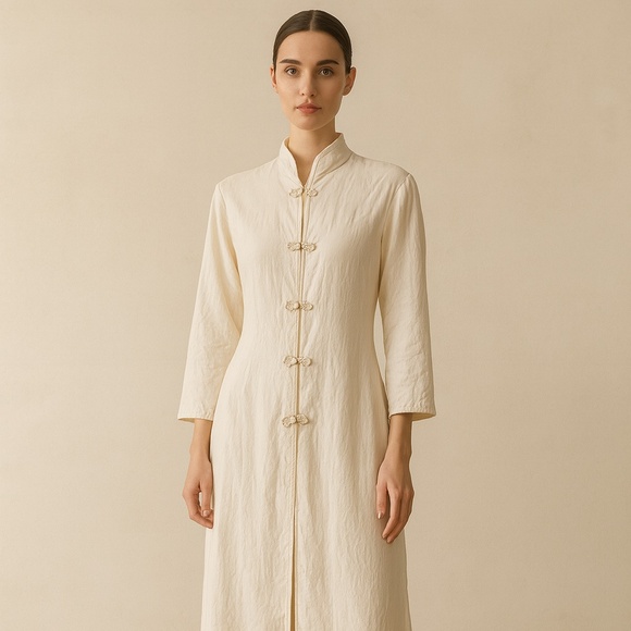 Christine Vancouver Silk Robe — Ivory (M, Late 80s–Early 90s) - Picture 1 of 10